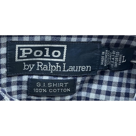 Vintage Polo Ralph Lauren Shirt Mens Large Blue White Gingham‎ GI Cotton 2000s - Picture 3 of 9